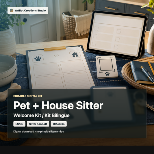 Pet + House Sitter Welcome Kit / Kit Bilingue para Cuidadores